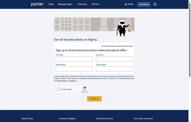 Porter Airlines checkout page showing Porter Airlines promo code box | Screenshot taken by SimplyCodes community member on Sep 17, 2025