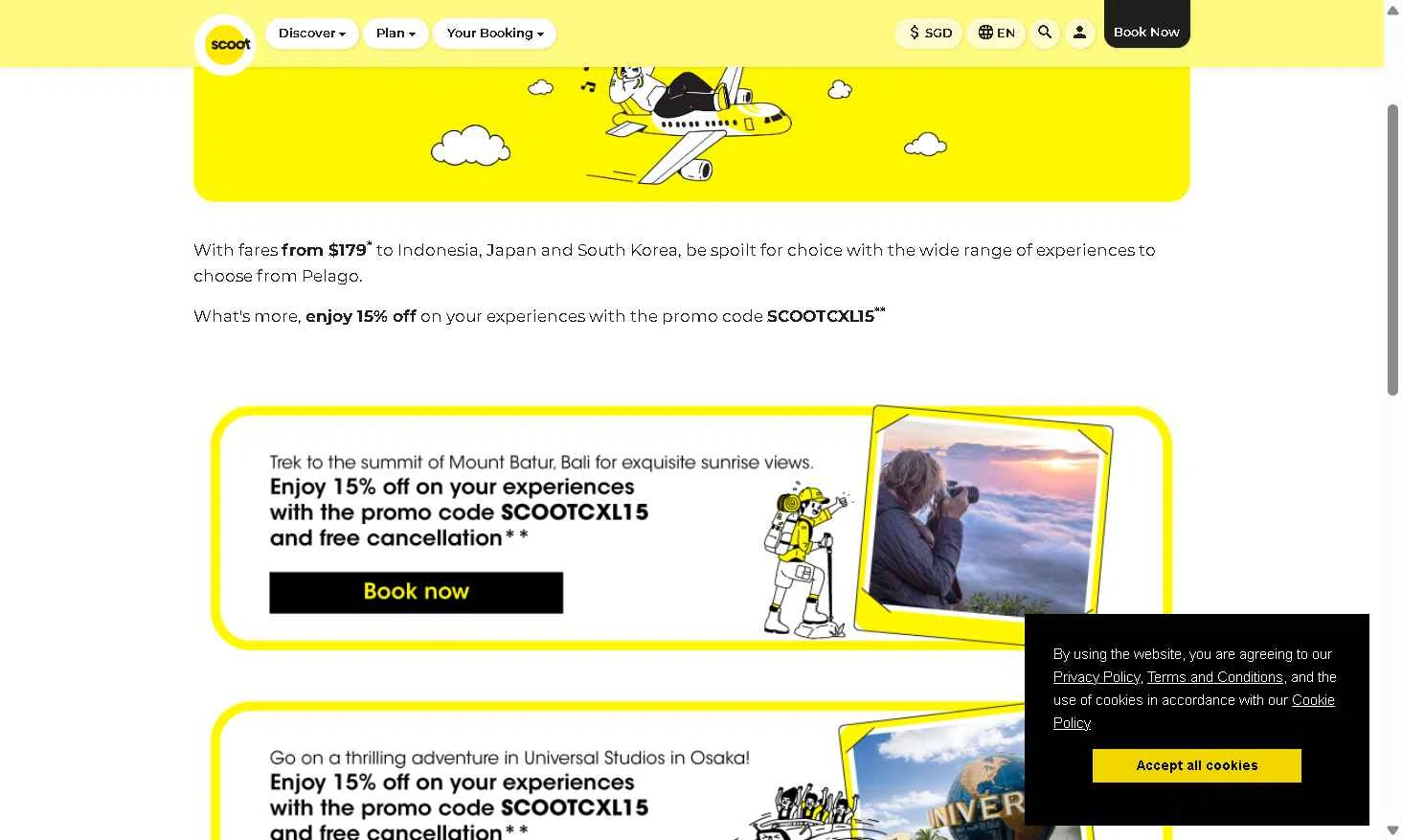 Scoot checkout page showing Scoot promo code box | Screenshot taken by SimplyCodes community member on Dec 26, 2025