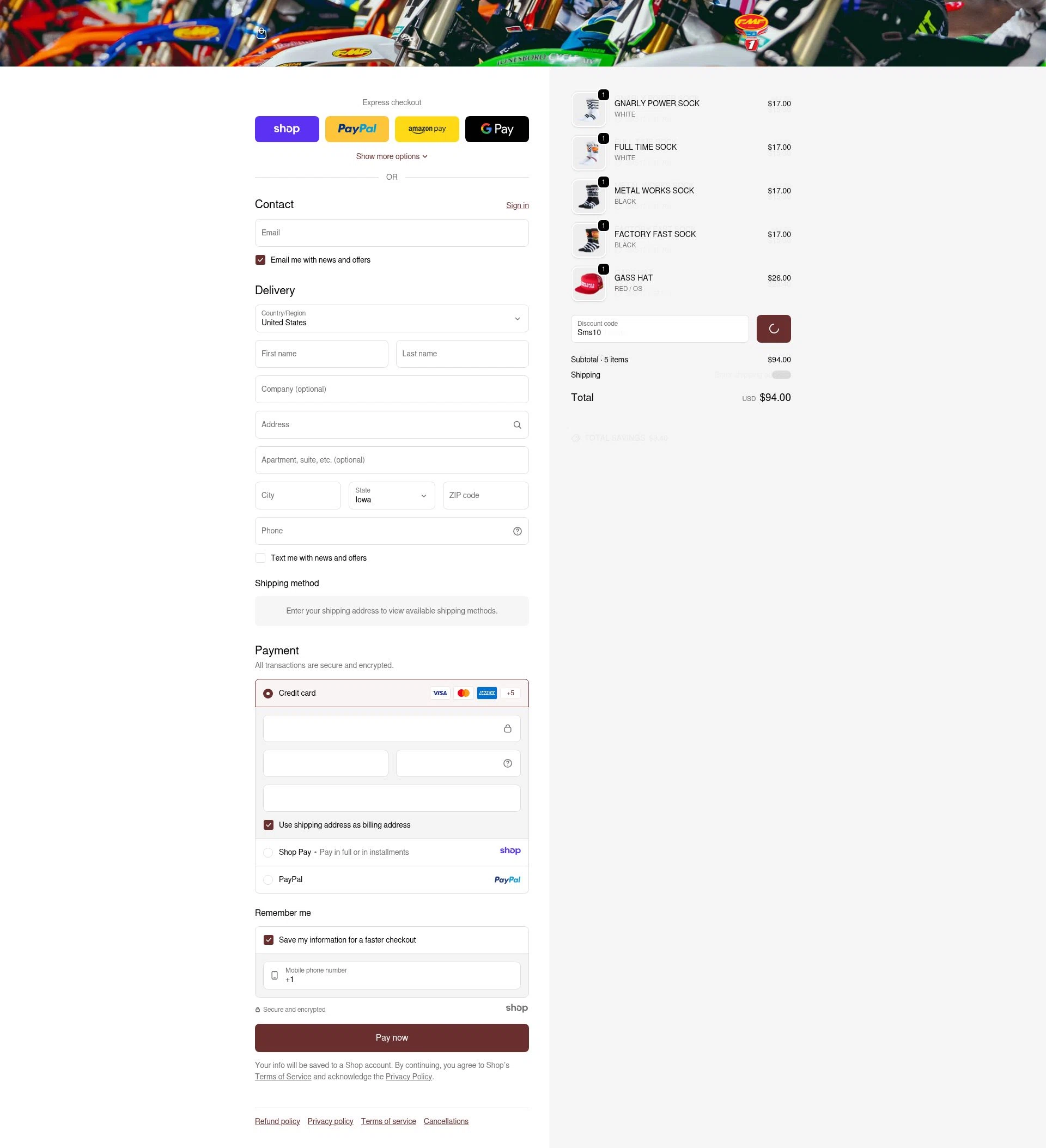 FMF checkout page showing FMF discount code box | Screenshot taken by SimplyCodes community member on Dec 25, 2025