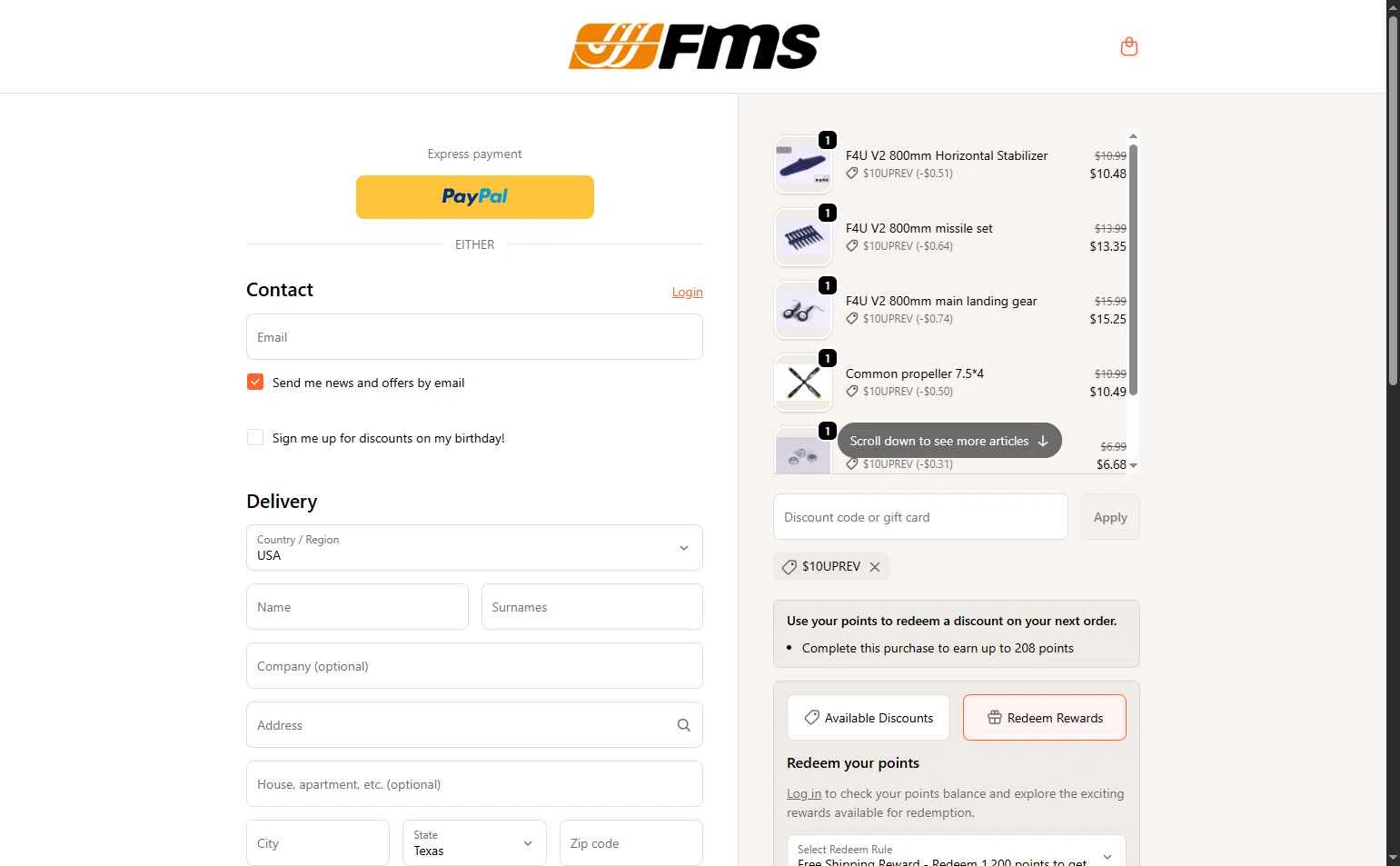 FMS checkout page showing FMS discount code box | Screenshot taken by SimplyCodes community member on Jan 10, 2026