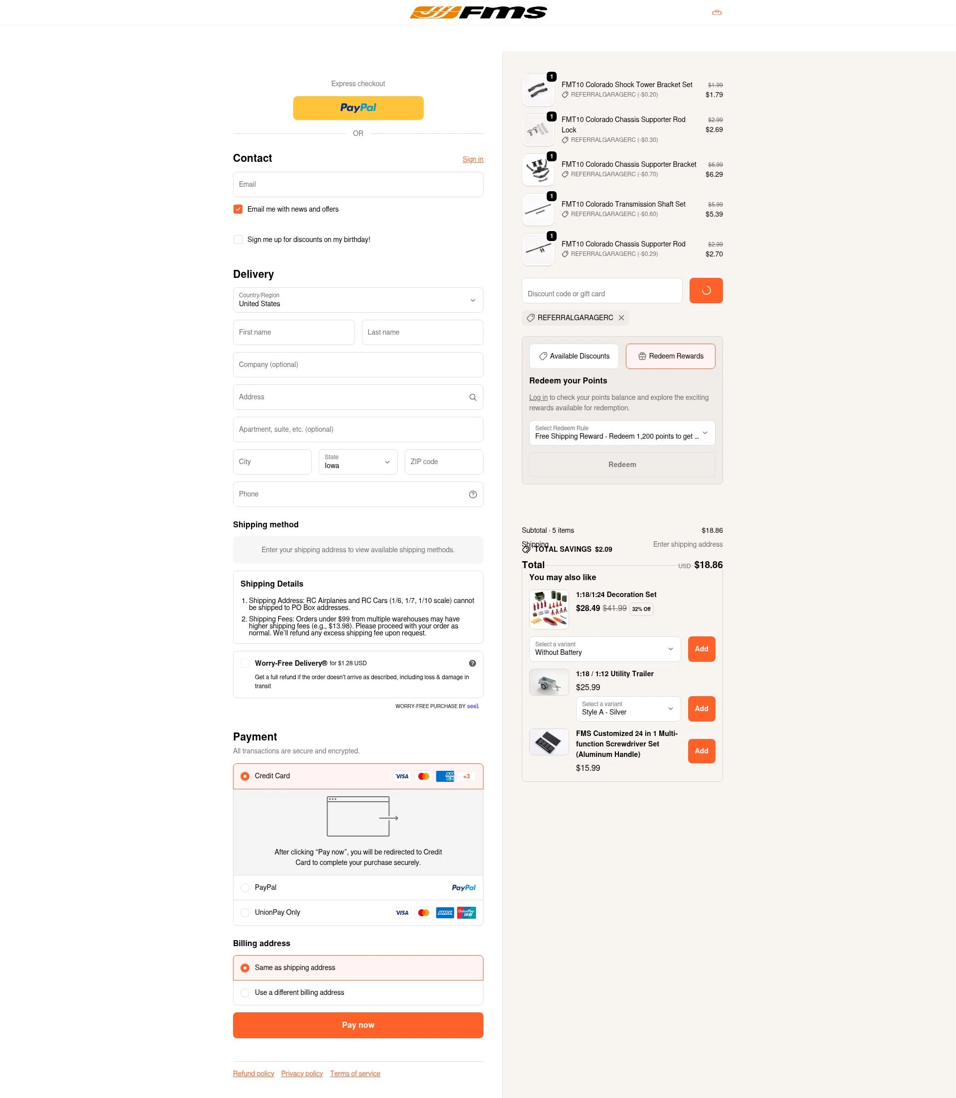 FMS checkout page showing FMS discount code box | Screenshot taken by SimplyCodes community member on Jan 8, 2026