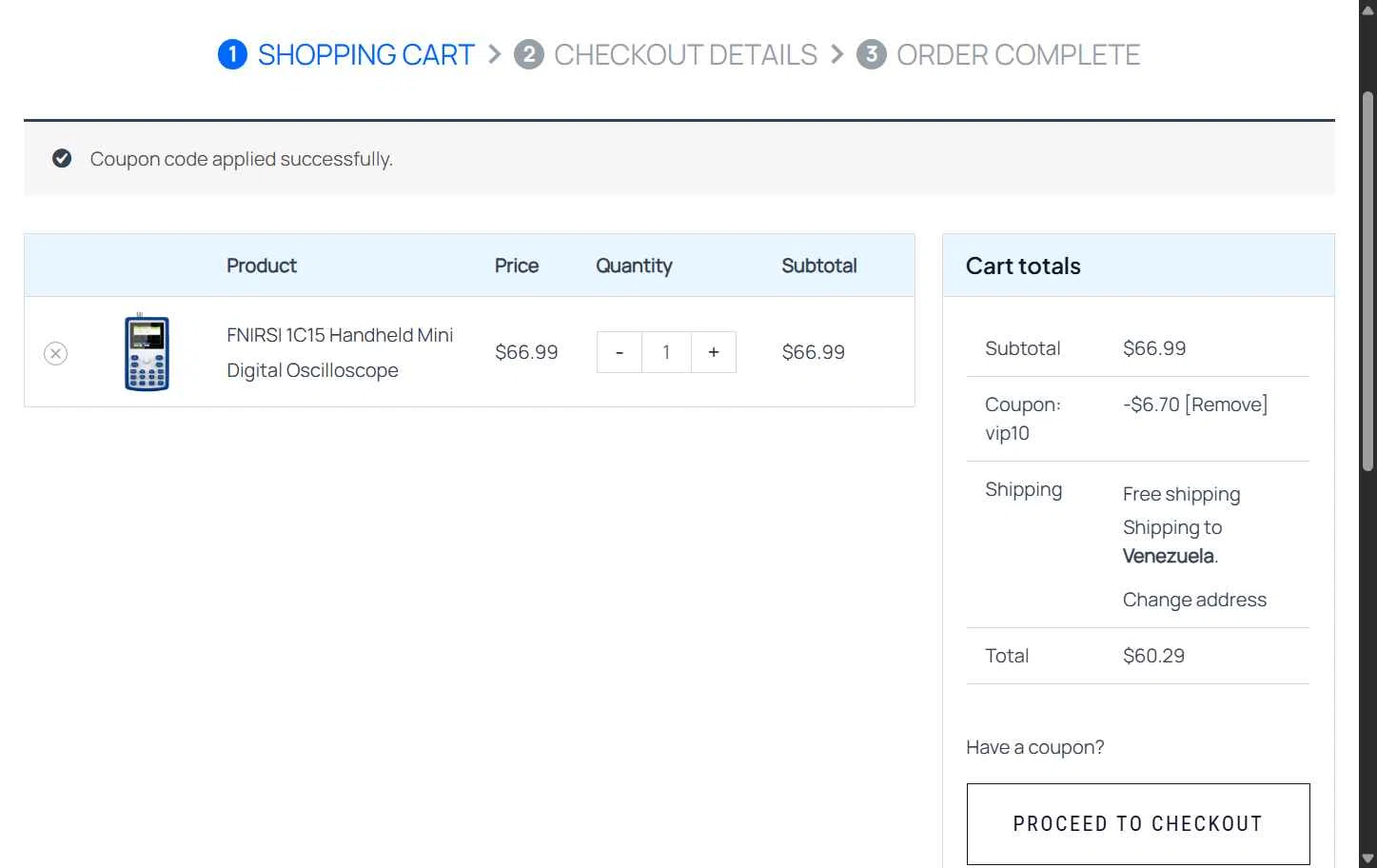 FNIRSI checkout page showing FNIRSI discount code box | Screenshot taken by SimplyCodes community member on Jan 15, 2026