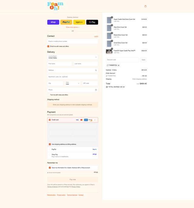 FoamOh checkout page showing FoamOh discount code box | Screenshot taken by SimplyCodes community member on Aug 30, 2025