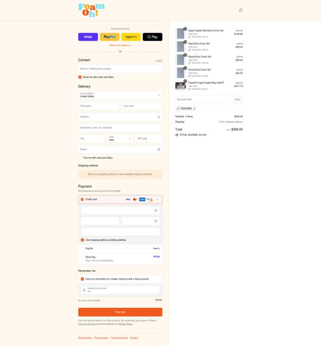 FoamOh checkout page showing FoamOh discount code box | Screenshot taken by SimplyCodes community member on Aug 30, 2025