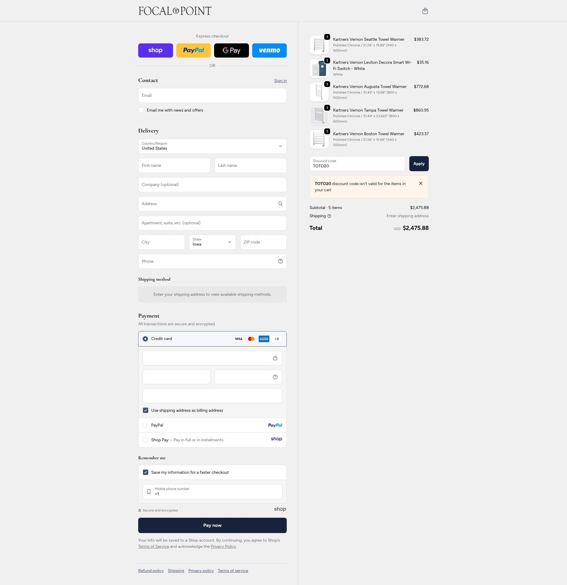 Focal Point checkout page showing Focal Point discount code box | Screenshot taken by SimplyCodes community member on Dec 11, 2025