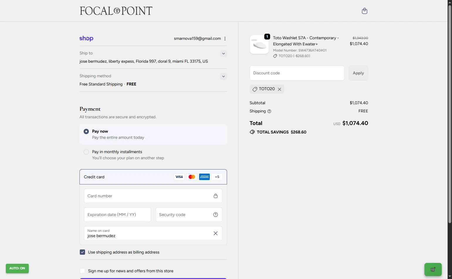 Focal Point checkout page showing Focal Point discount code box | Screenshot taken by SimplyCodes community member on Dec 13, 2025