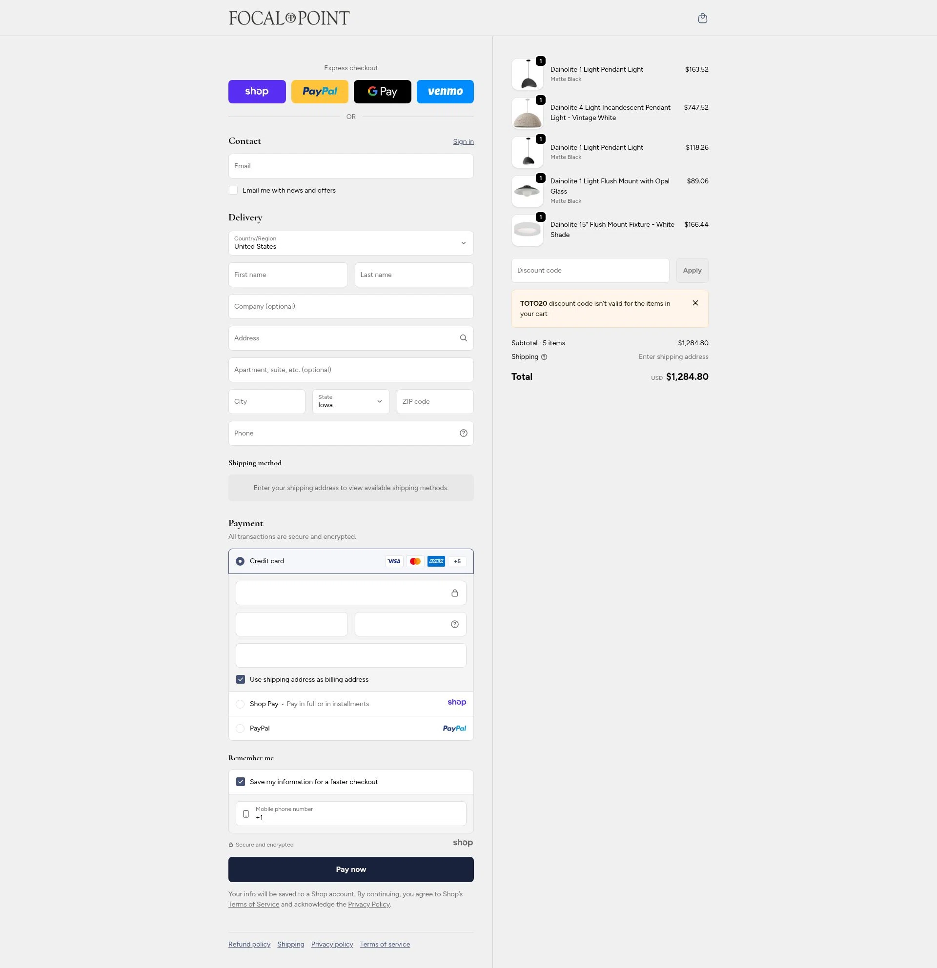 Focal Point checkout page showing Focal Point discount code box | Screenshot taken by SimplyCodes community member on Jan 3, 2026