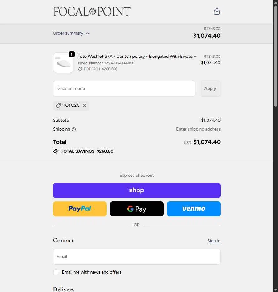 Focal Point checkout page showing Focal Point discount code box | Screenshot taken by SimplyCodes community member on Dec 29, 2025