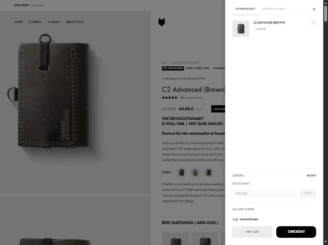 FOCX Wallet checkout page showing FOCX Wallet promo code box | Screenshot taken by SimplyCodes community member on Nov 23, 2025