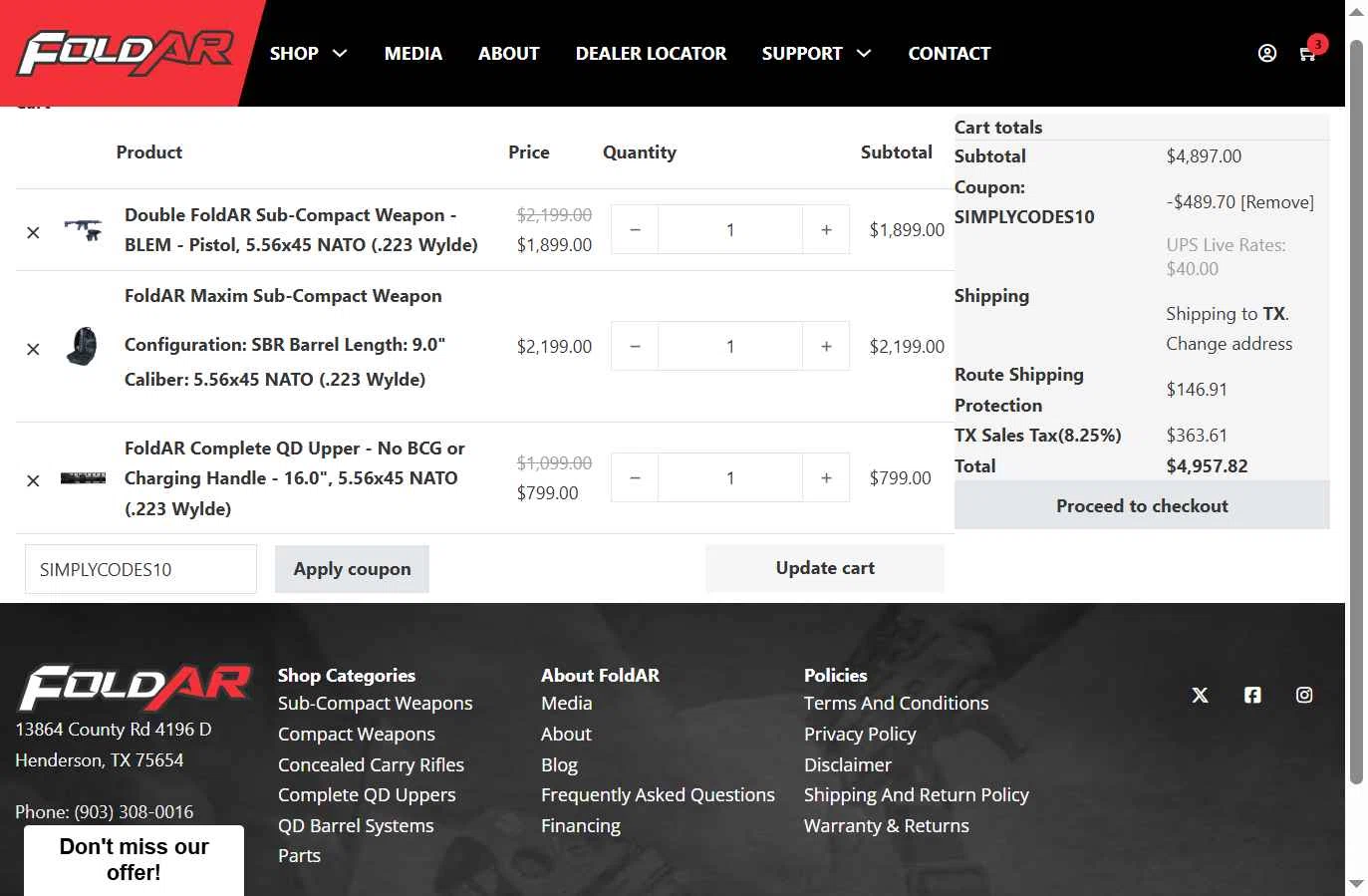 FoldAR checkout page showing FoldAR promo code box | Screenshot taken by SimplyCodes community member on Jul 12, 2025