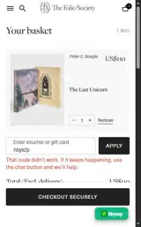 Folio Society coupon verification screenshot