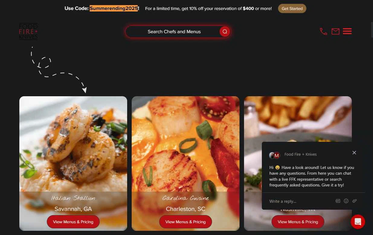 Food Fire + Knives checkout page showing Food Fire + Knives promo code box | Screenshot taken by SimplyCodes community member on Jul 18, 2025