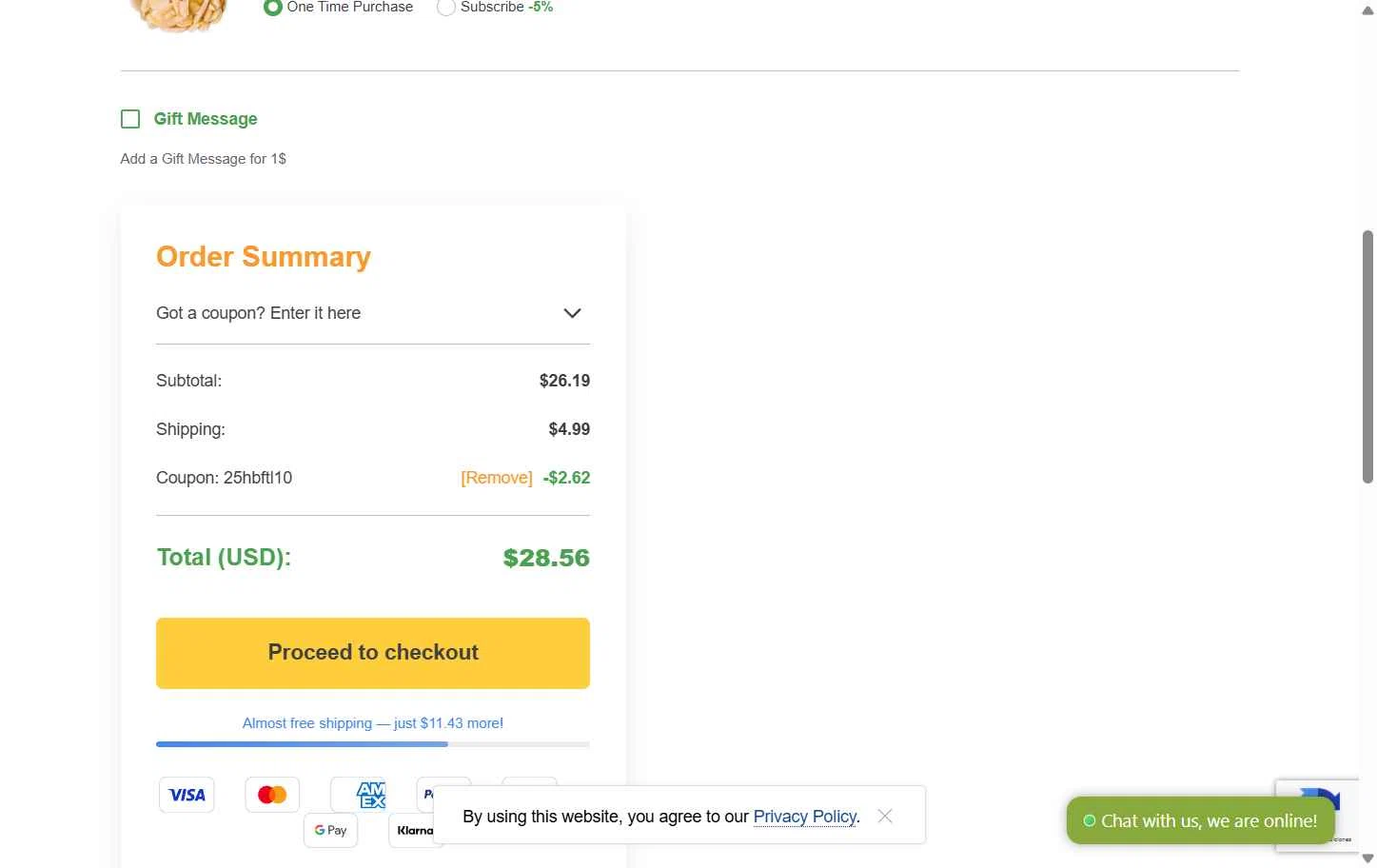 Food To Live checkout page showing Food To Live discount code box | Screenshot taken by SimplyCodes community member on Nov 30, 2025