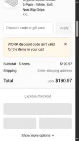 WORK coupon verification screenshot