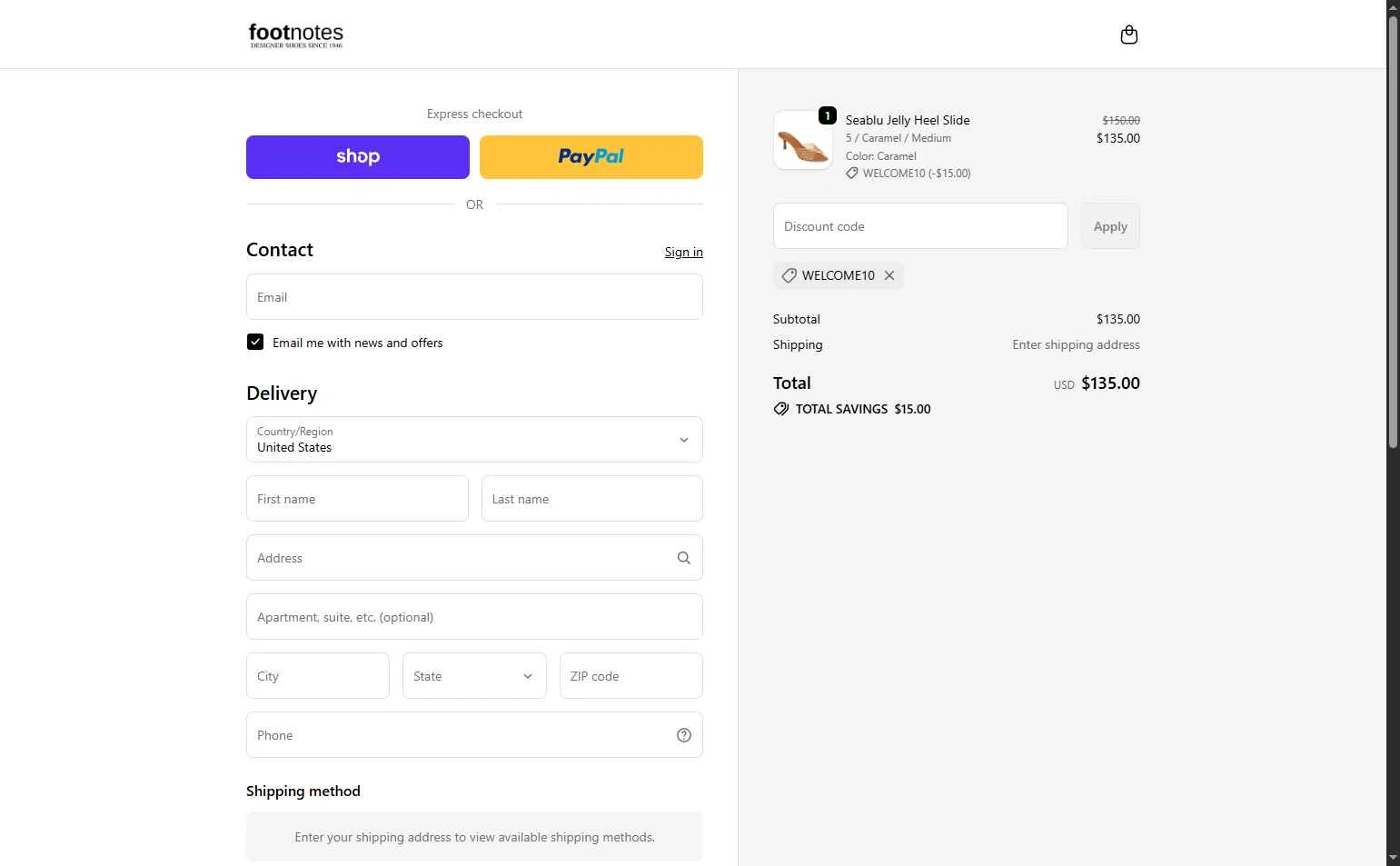 Footnotes checkout page showing Footnotes promo code box | Screenshot taken by SimplyCodes community member on Feb 16, 2026