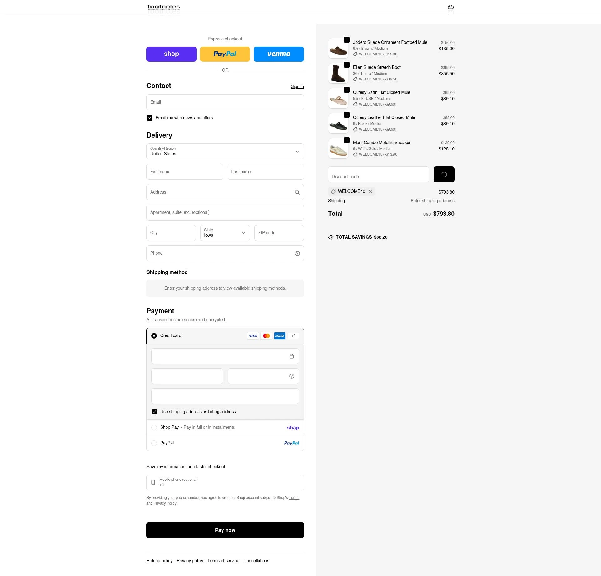 Footnotes checkout page showing Footnotes promo code box | Screenshot taken by SimplyCodes community member on Feb 7, 2026