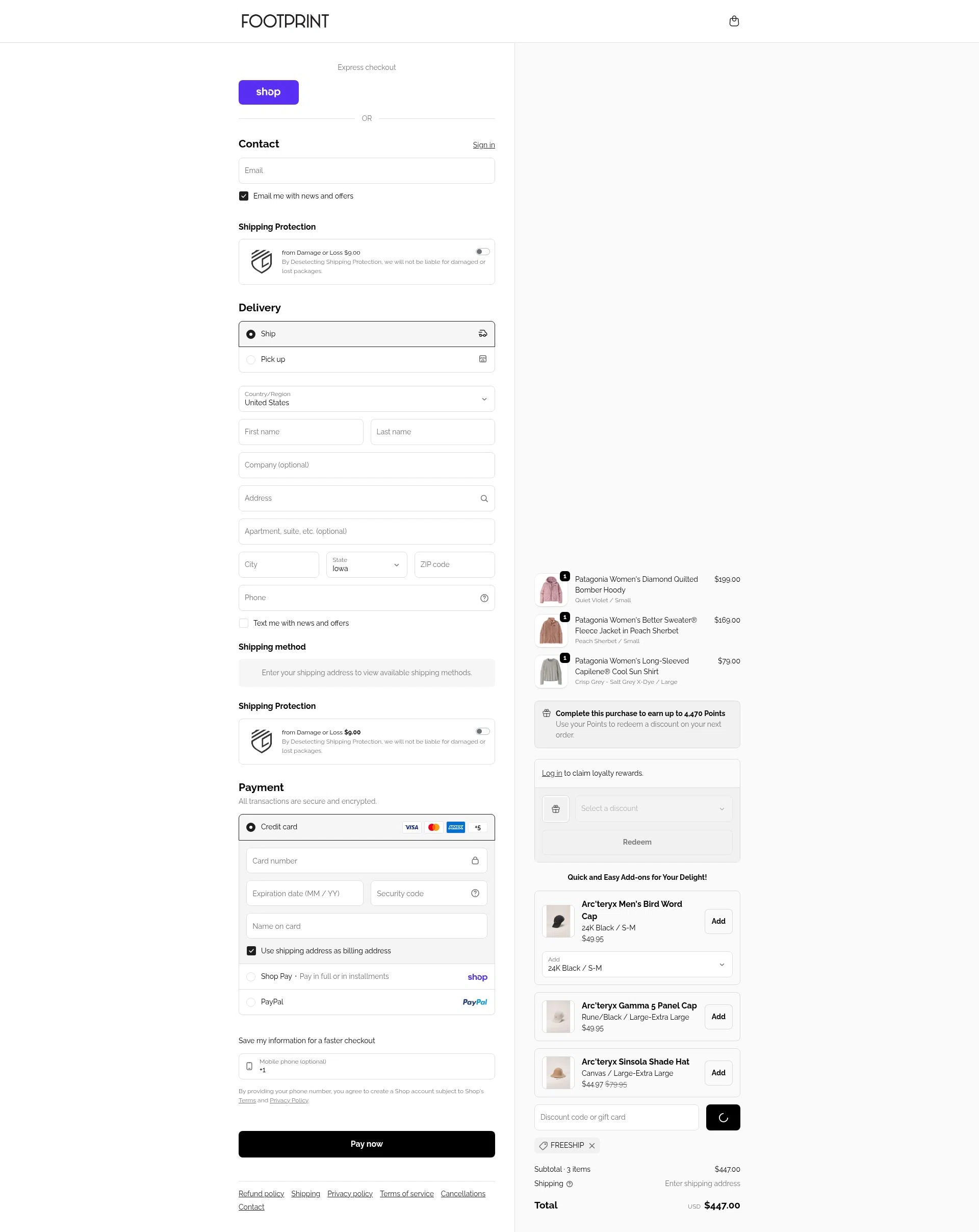 Footprint USA checkout page showing Footprint USA promo code box | Screenshot taken by SimplyCodes community member on Feb 21, 2026