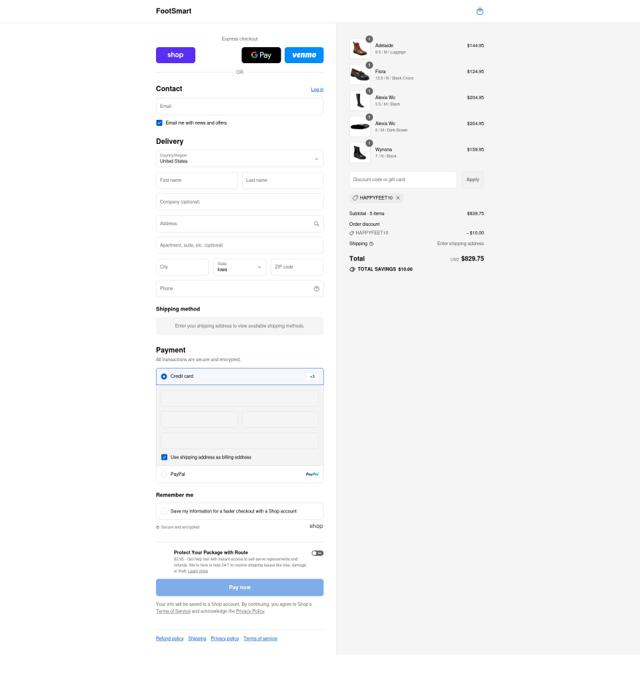 FootSmart checkout page showing FootSmart discount code box | Screenshot taken by SimplyCodes community member on Sep 4, 2025