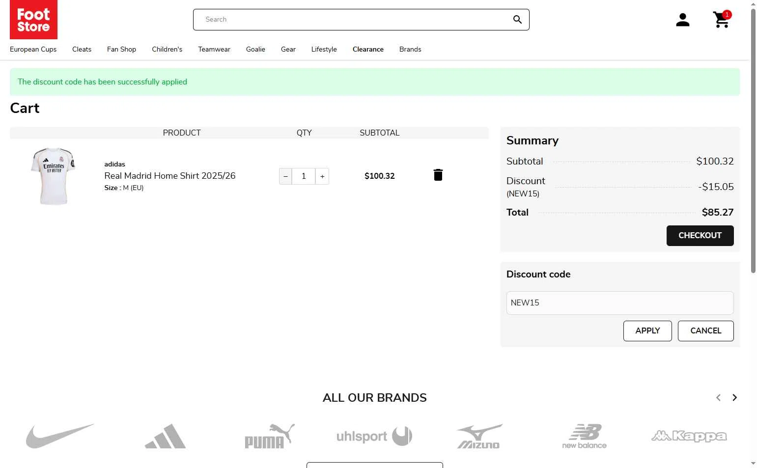Foot-Store checkout page showing Foot-Store discount code box | Screenshot taken by SimplyCodes community member on Feb 3, 2026