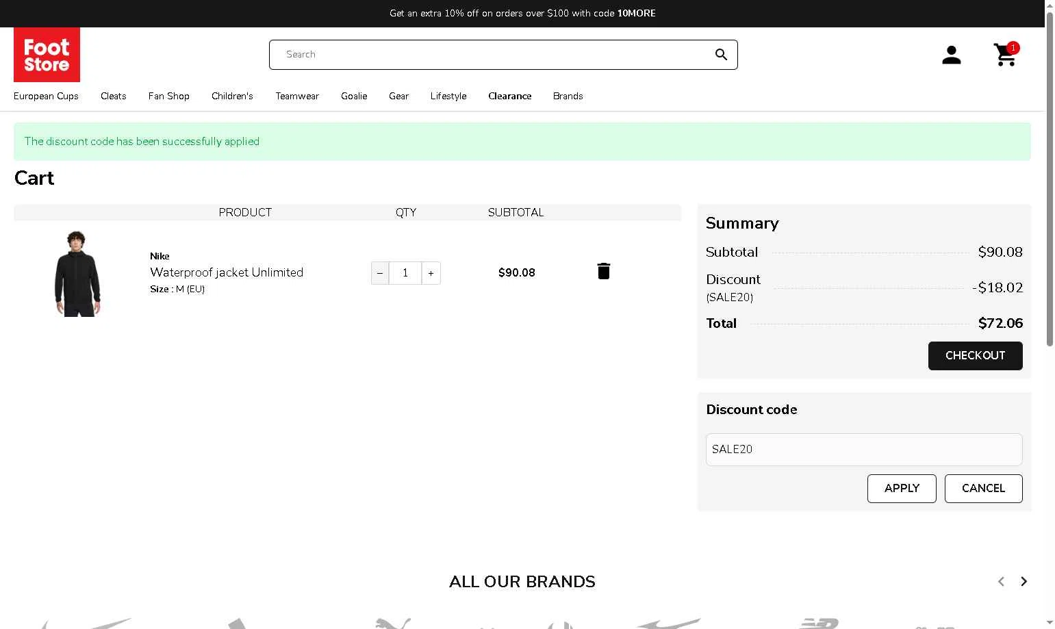 Foot-Store checkout page showing Foot-Store discount code box | Screenshot taken by SimplyCodes community member on Jan 25, 2026