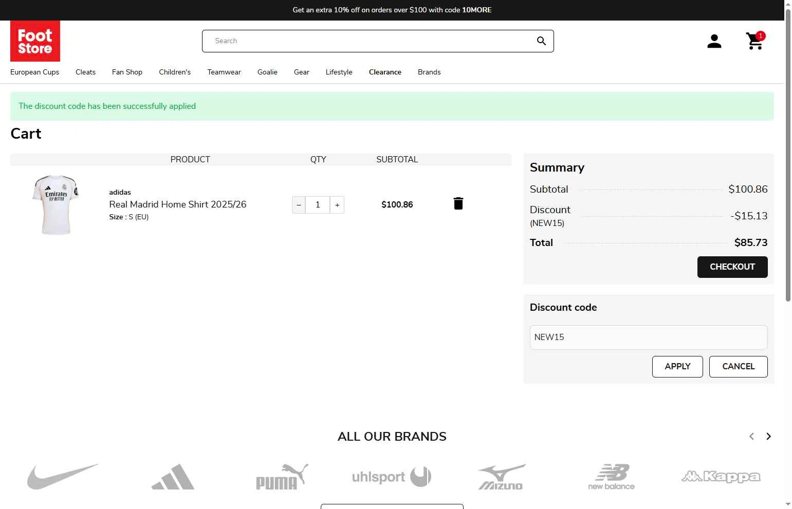 Foot-Store checkout page showing Foot-Store discount code box | Screenshot taken by SimplyCodes community member on Jan 28, 2026