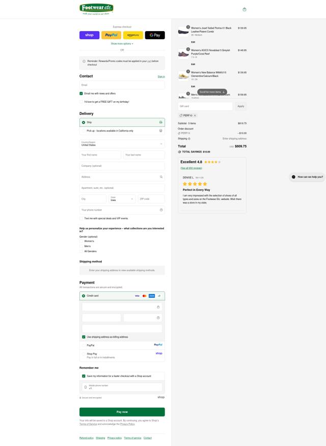 Footwear Etc. checkout page showing Footwear Etc. coupon code box | Screenshot taken by SimplyCodes community member on Sep 12, 2025