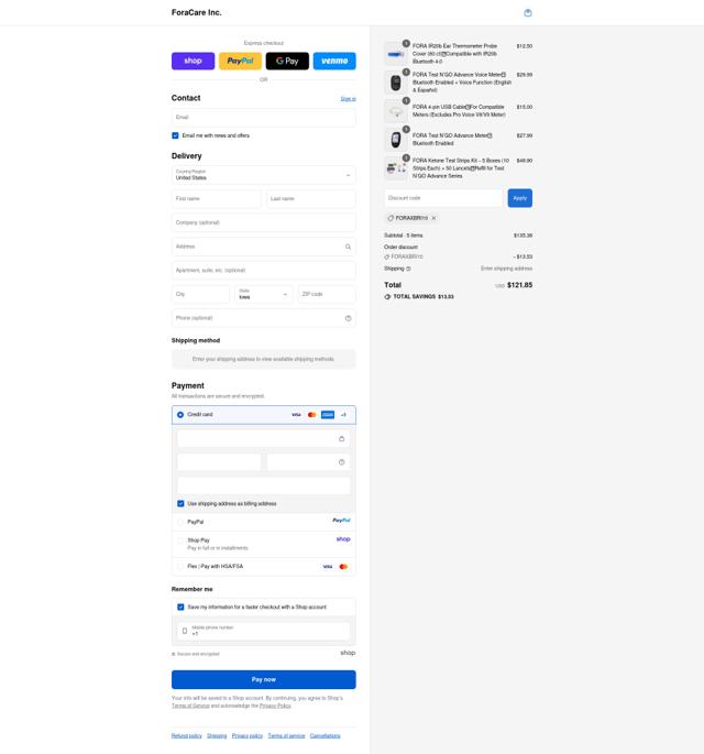 FORA checkout page showing FORA discount code box | Screenshot taken by SimplyCodes community member on Sep 13, 2025