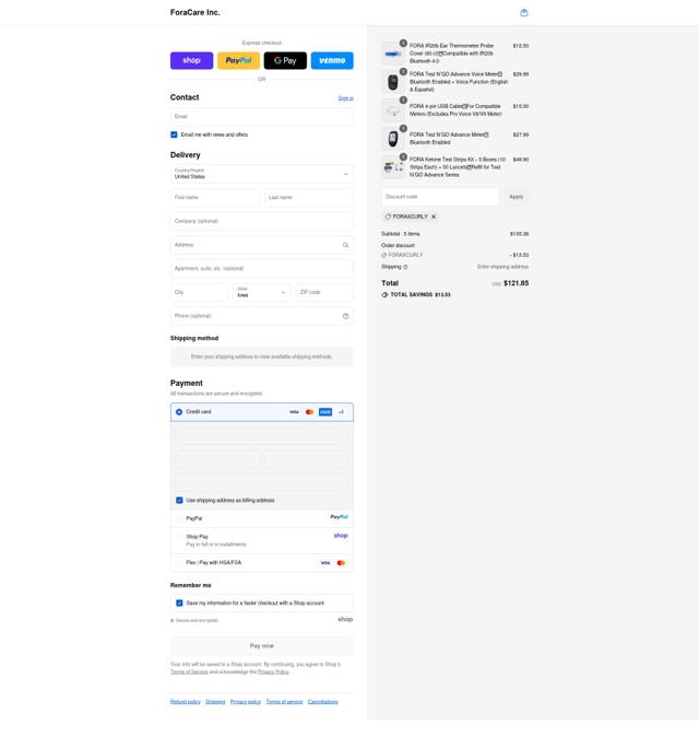 FORA checkout page showing FORA discount code box | Screenshot taken by SimplyCodes community member on Sep 13, 2025