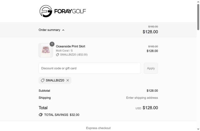 Foray Golf checkout page showing Foray Golf promo code box | Screenshot taken by SimplyCodes community member on Sep 9, 2025