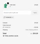THANKS30 coupon verification screenshot