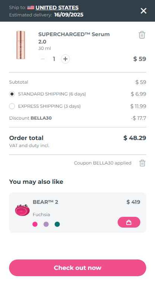 Foreo checkout page showing Foreo coupon code box | Screenshot taken by SimplyCodes community member on Sep 10, 2025