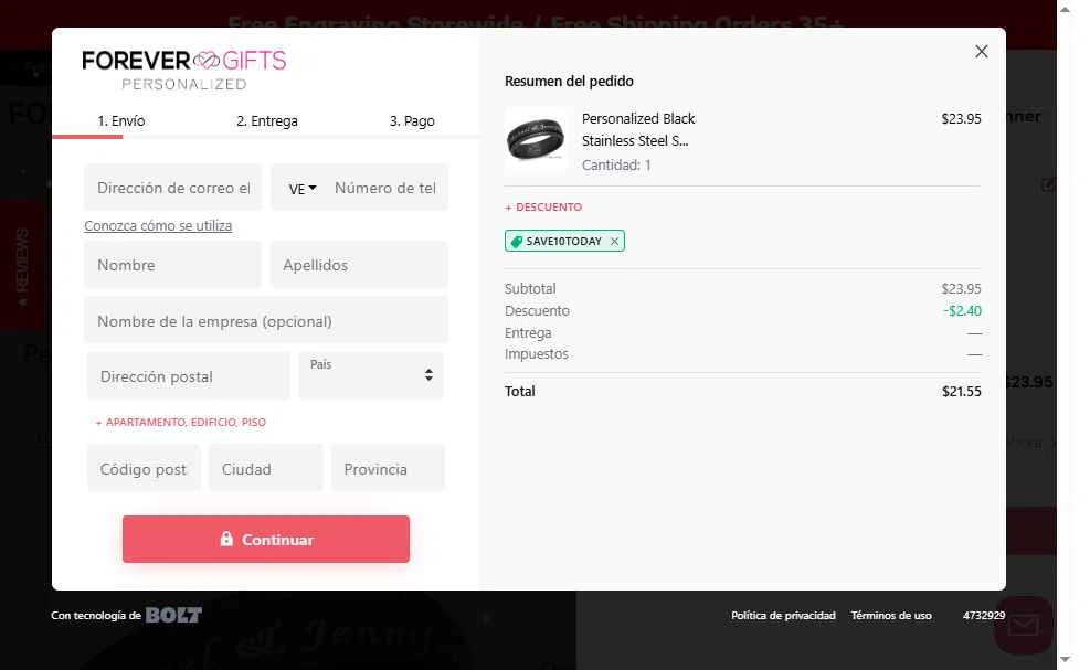 Forevergifts.com checkout page showing Forevergifts.com coupon code box | Screenshot taken by SimplyCodes community member on Nov 7, 2025