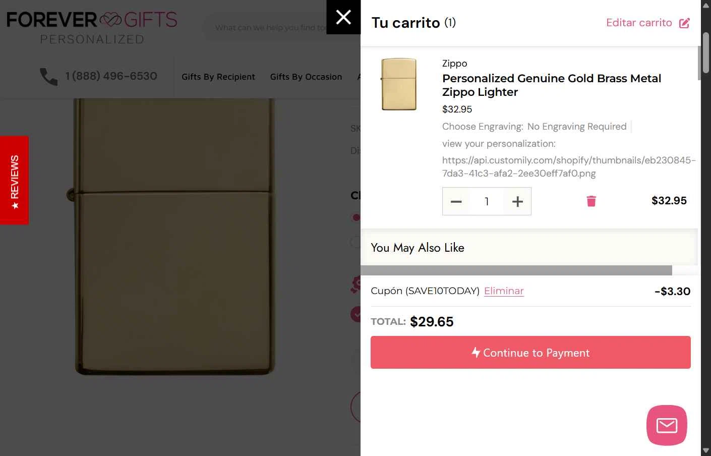 Forevergifts.com checkout page showing Forevergifts.com coupon code box | Screenshot taken by SimplyCodes community member on Oct 21, 2025