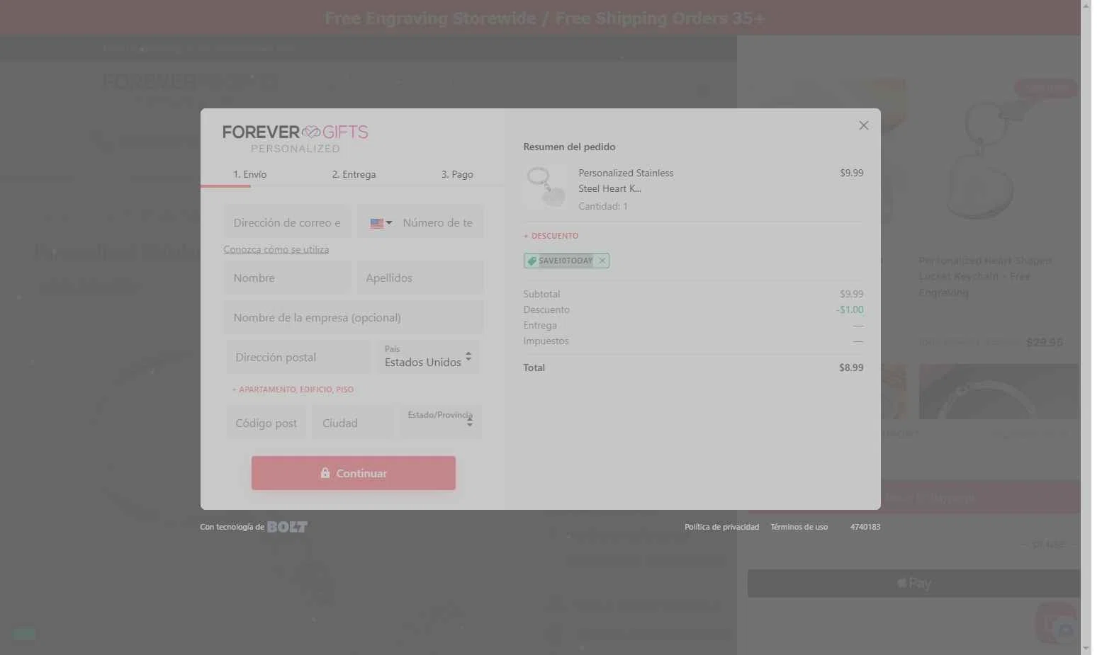 Forevergifts.com checkout page showing Forevergifts.com coupon code box | Screenshot taken by SimplyCodes community member on Nov 21, 2025
