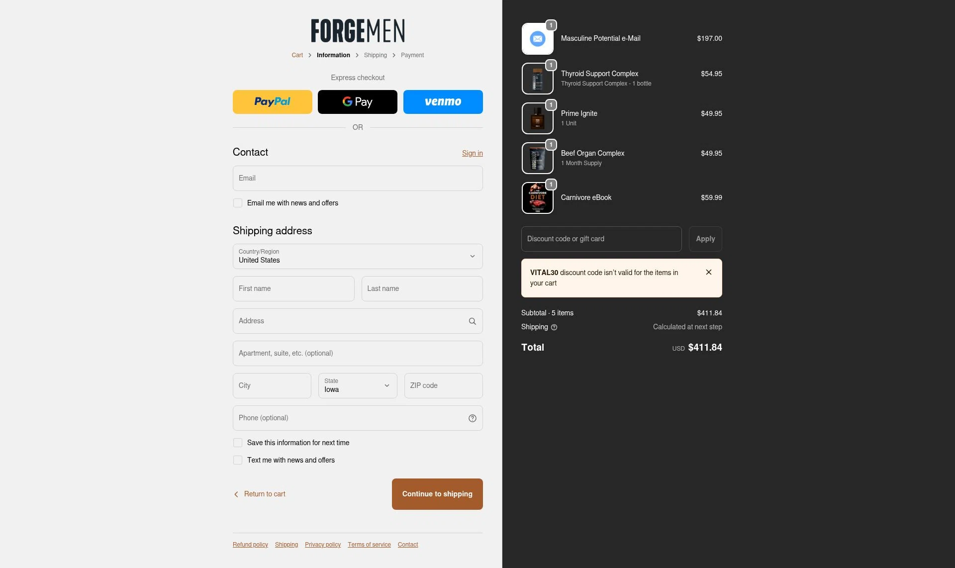 Forge Skin checkout page showing Forge Skin discount code box | Screenshot taken by SimplyCodes community member on Feb 10, 2026