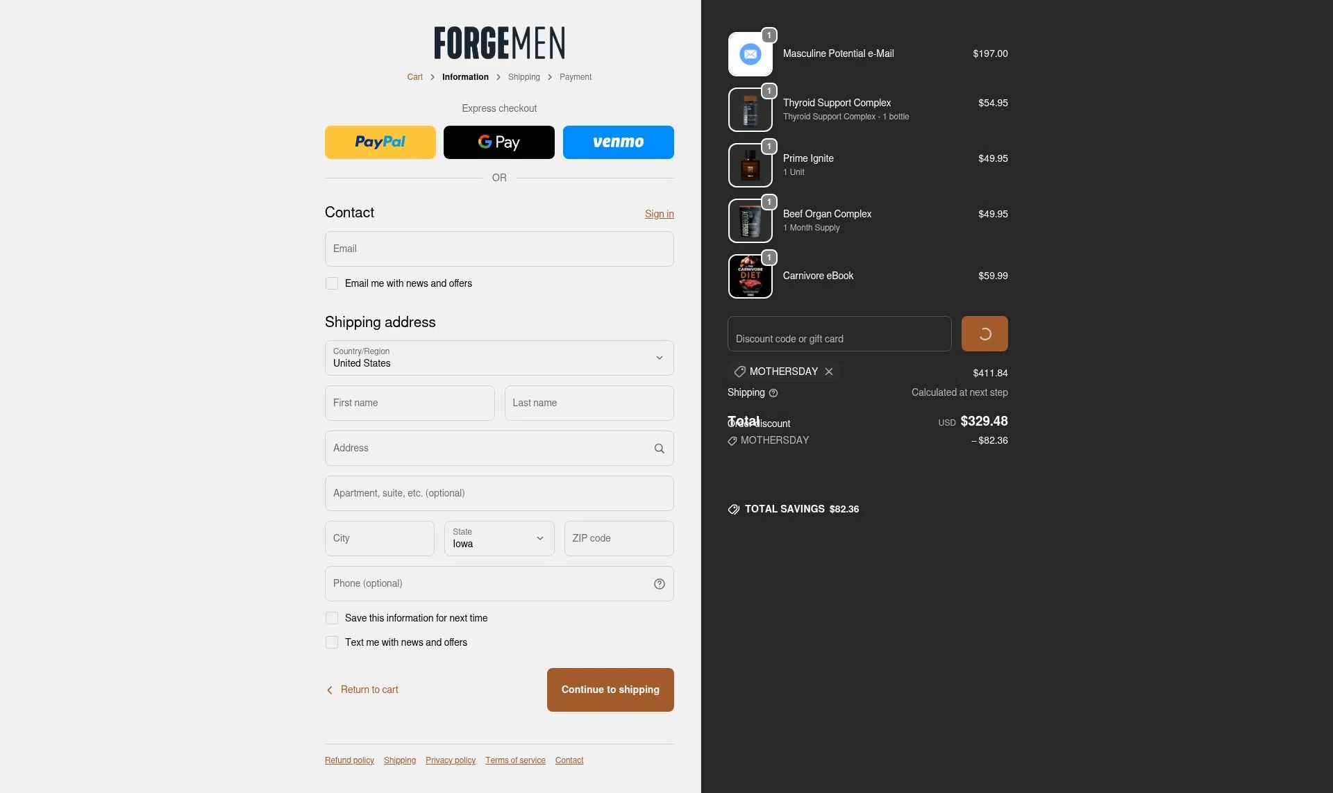 Forge Skin checkout page showing Forge Skin discount code box | Screenshot taken by SimplyCodes community member on Feb 9, 2026