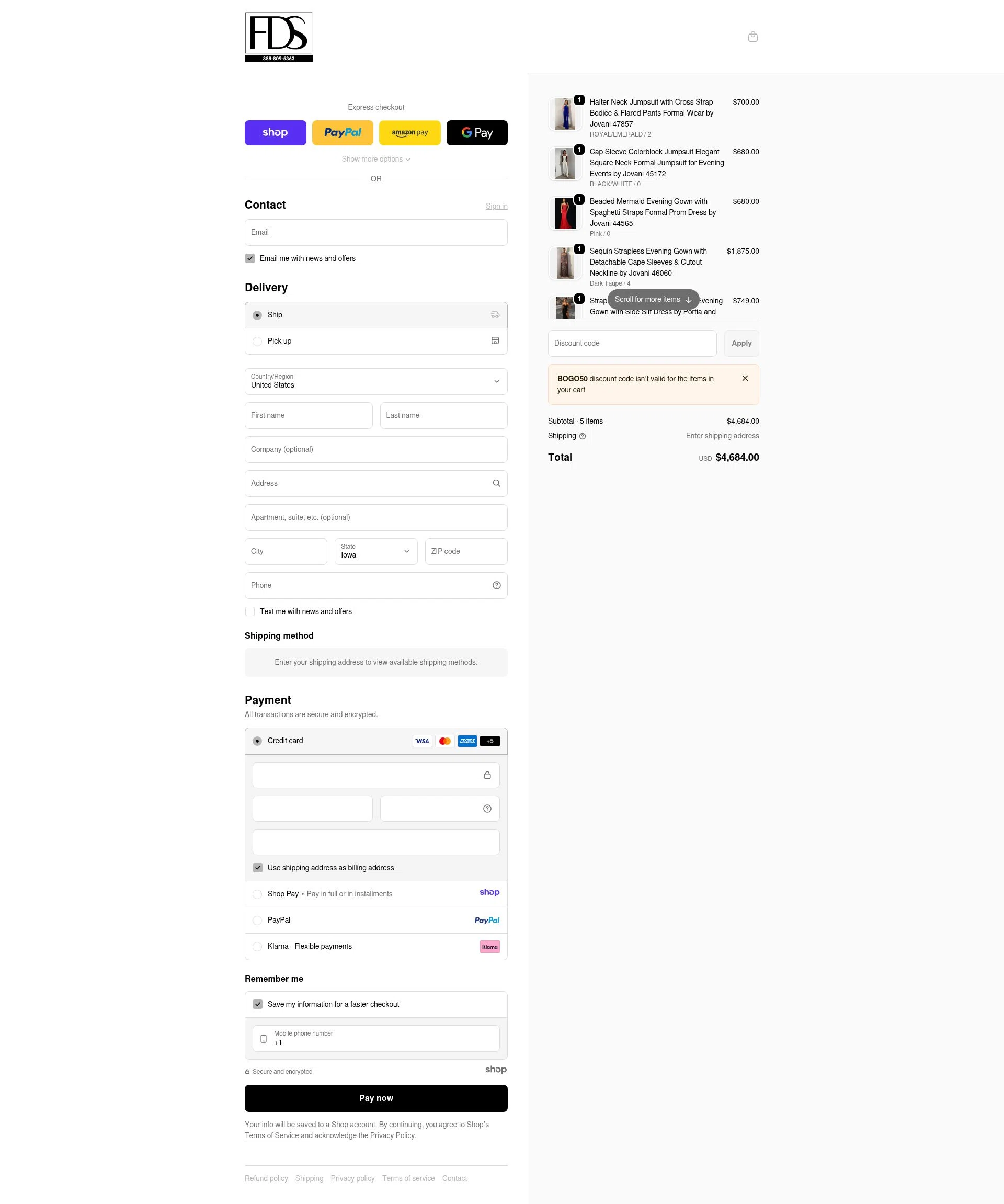 Formal Dress Shops checkout page showing Formal Dress Shops promo code box | Screenshot taken by SimplyCodes community member on Dec 29, 2025