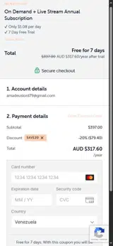 SAVE20 coupon verification screenshot
