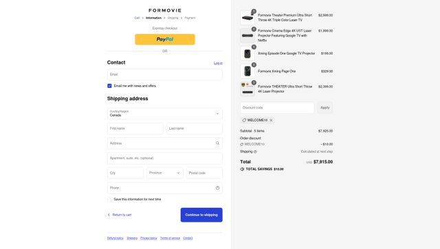 Formovie checkout page showing Formovie discount code box | Screenshot taken by SimplyCodes community member on Aug 31, 2025