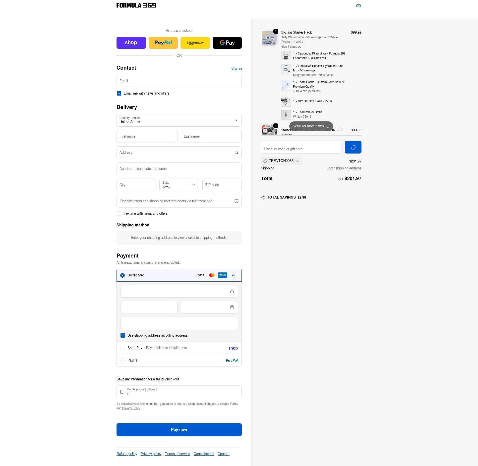 Formula369 checkout page showing Formula369 promo code box | Screenshot taken by SimplyCodes community member on Feb 5, 2026