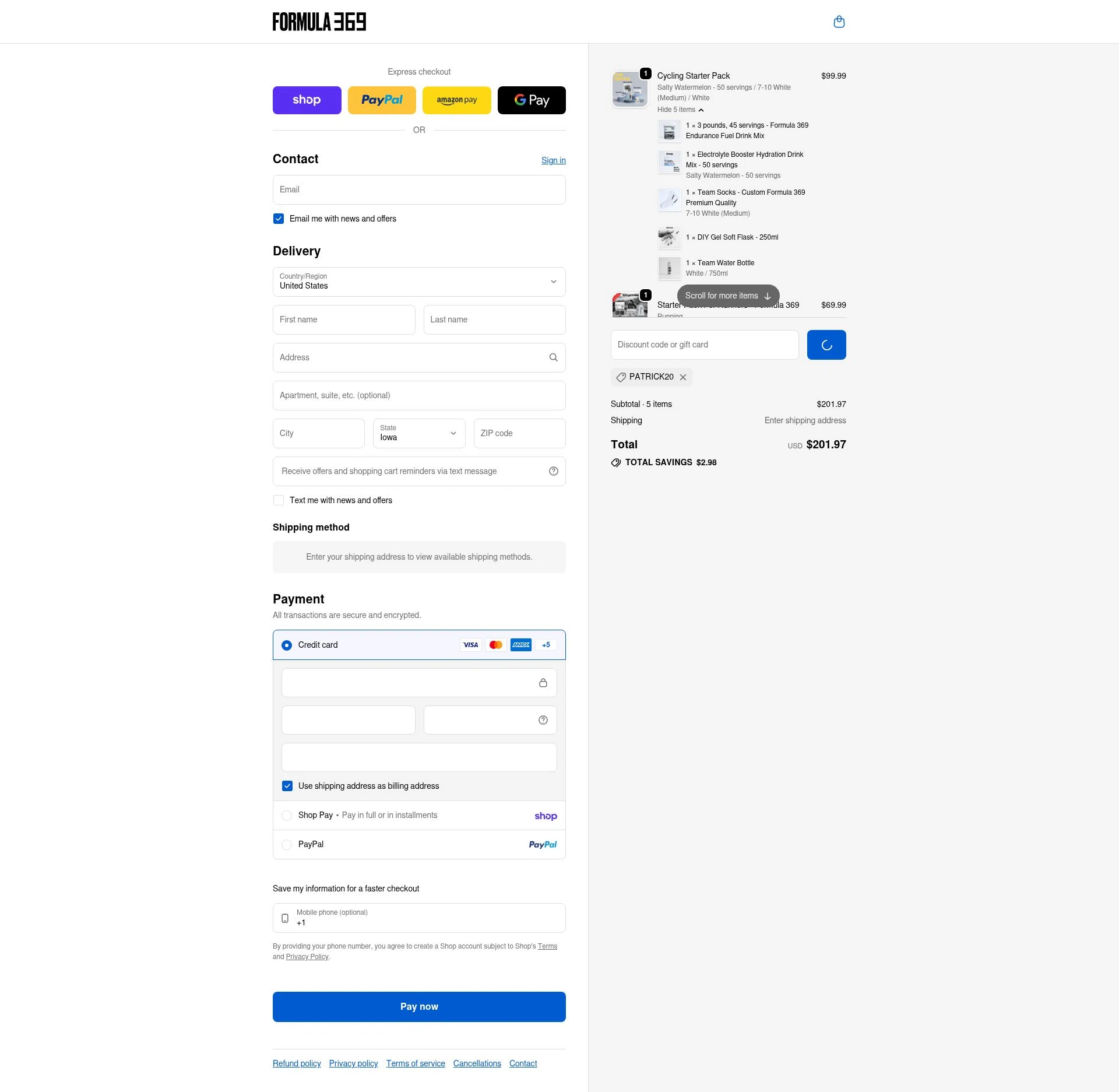 Formula369 checkout page showing Formula369 promo code box | Screenshot taken by SimplyCodes community member on Feb 5, 2026