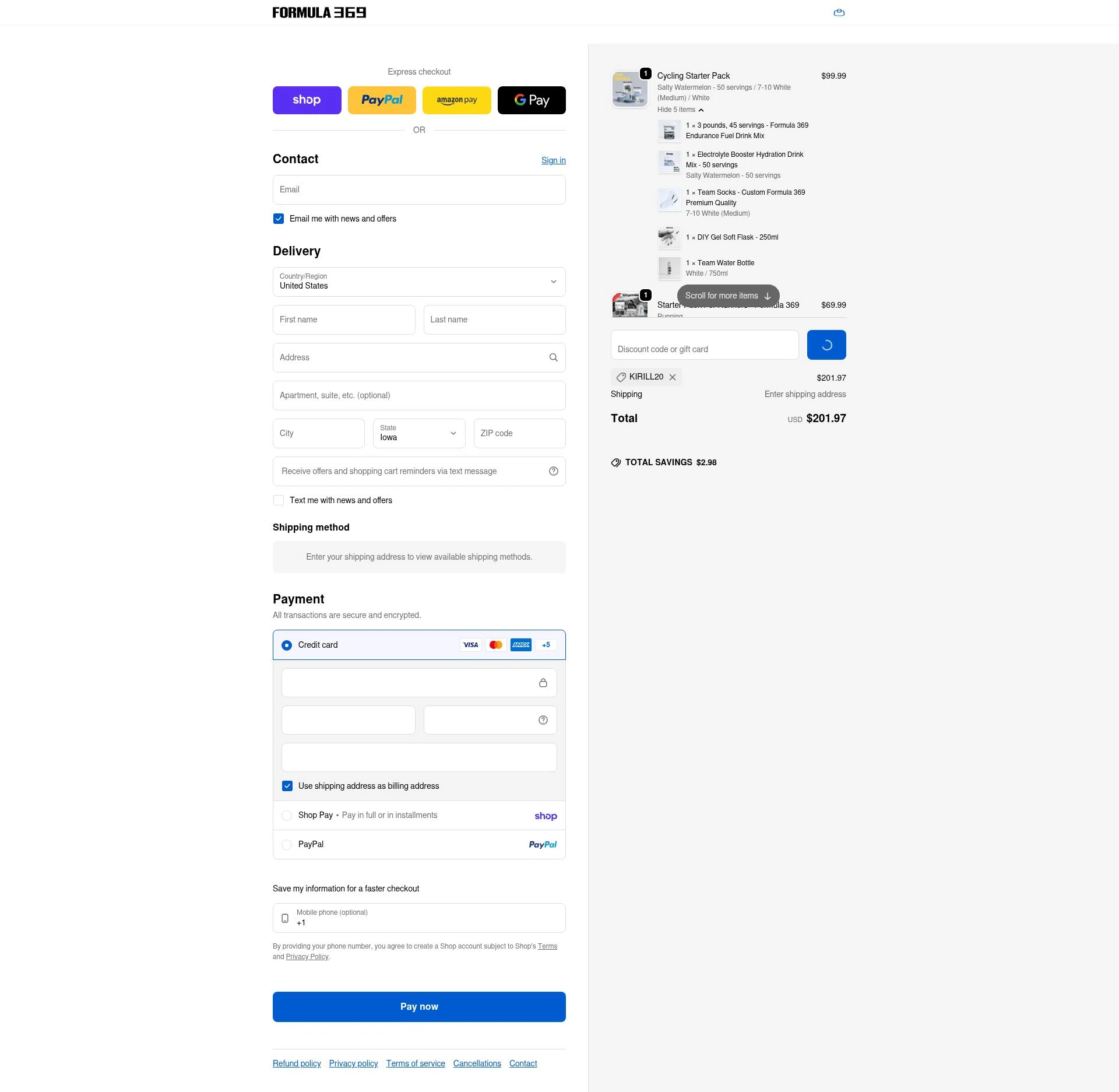 Formula369 checkout page showing Formula369 promo code box | Screenshot taken by SimplyCodes community member on Feb 5, 2026