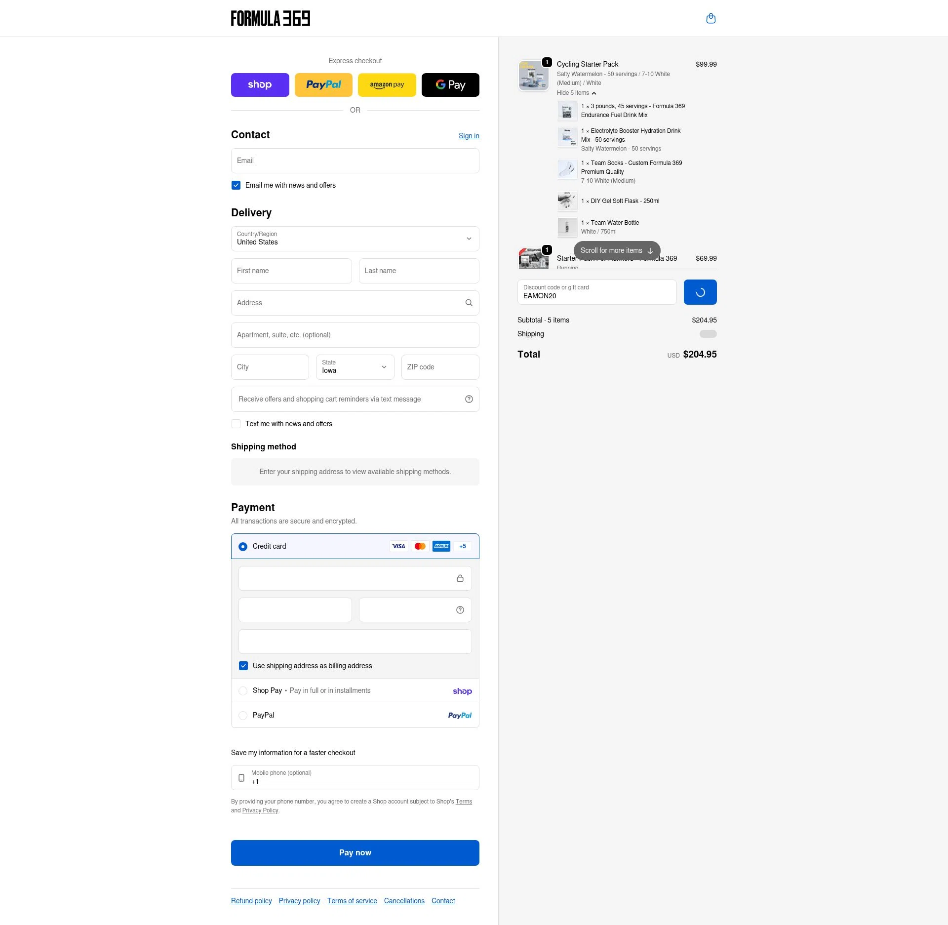 Formula369 checkout page showing Formula369 promo code box | Screenshot taken by SimplyCodes community member on Feb 5, 2026