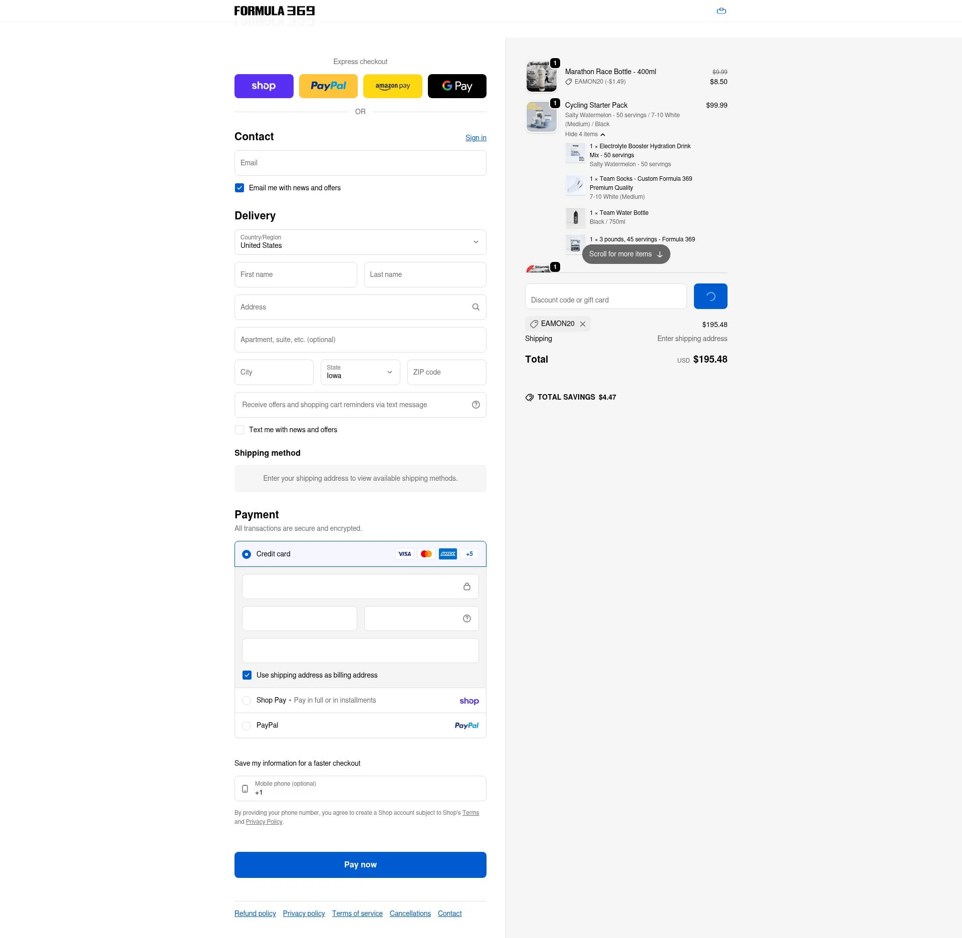 Formula369 checkout page showing Formula369 promo code box | Screenshot taken by SimplyCodes community member on Feb 9, 2026