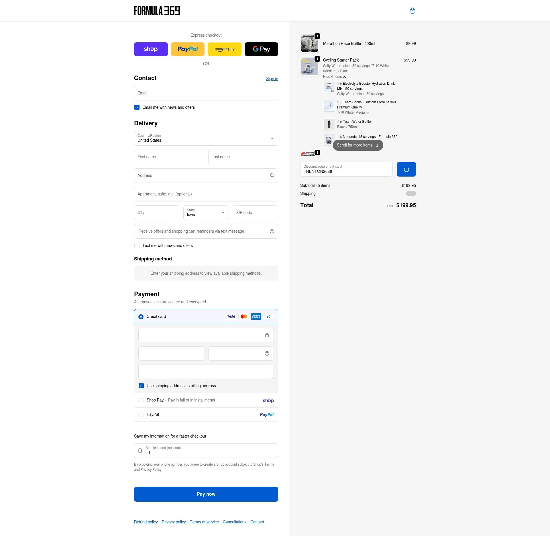 Formula369 checkout page showing Formula369 promo code box | Screenshot taken by SimplyCodes community member on Feb 9, 2026