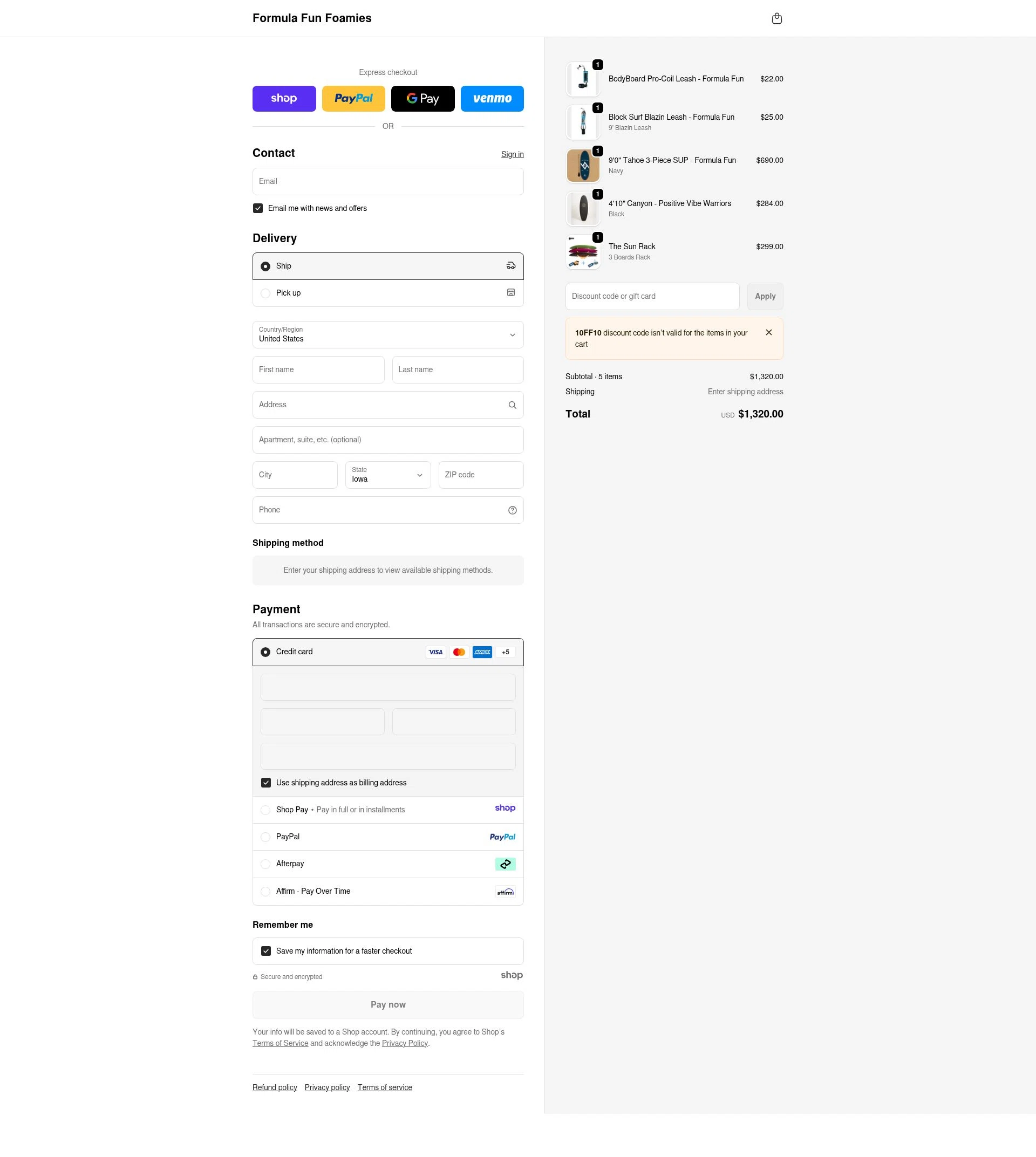 Formula Fun checkout page showing Formula Fun discount code box | Screenshot taken by SimplyCodes community member on Jan 1, 2026