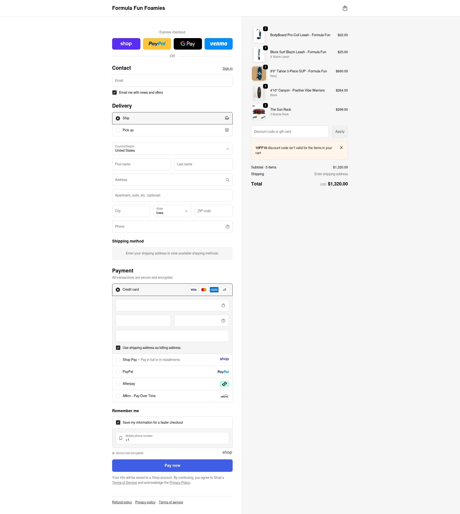 Formula Fun checkout page showing Formula Fun discount code box | Screenshot taken by SimplyCodes community member on Jan 6, 2026
