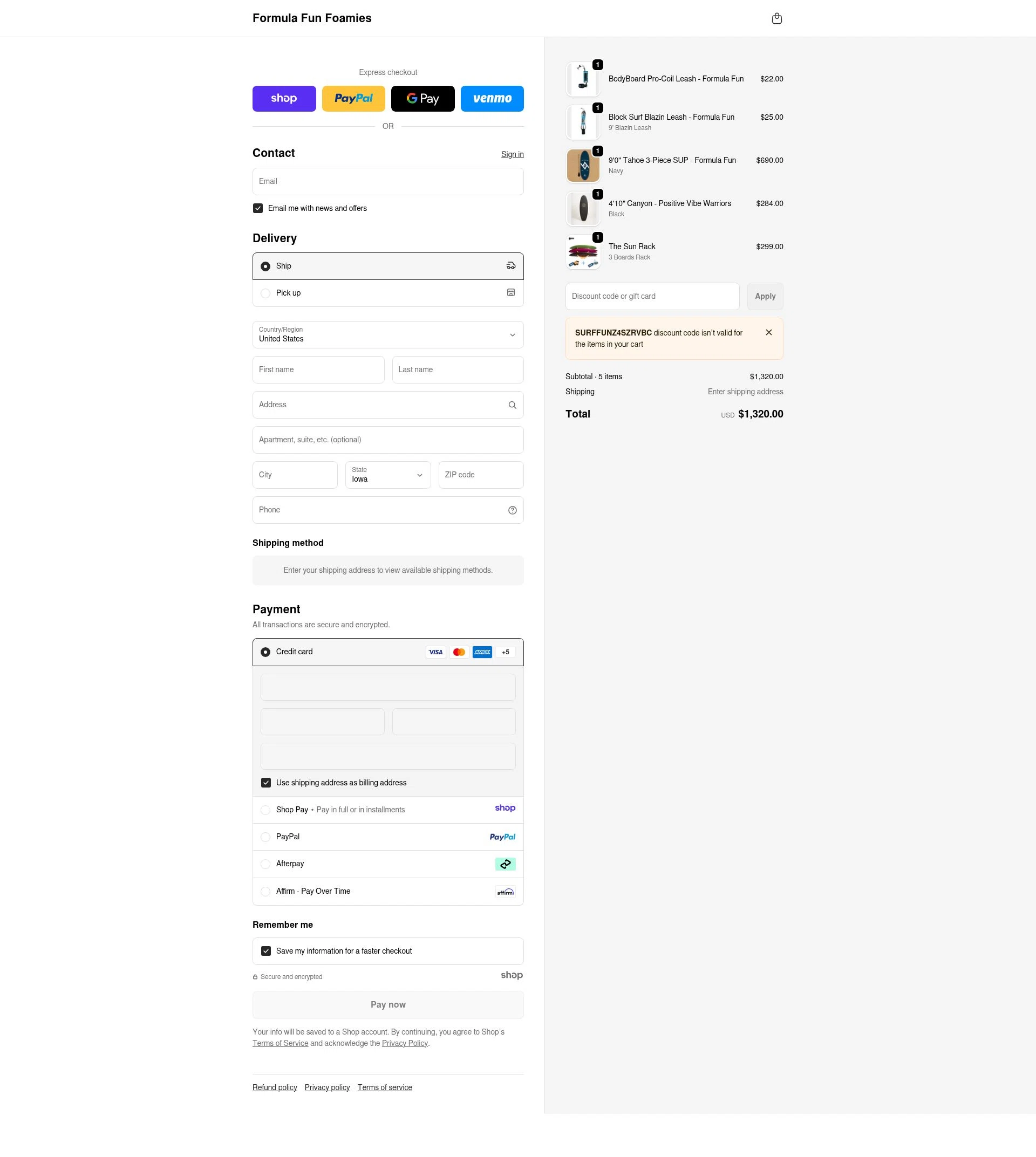 Formula Fun checkout page showing Formula Fun discount code box | Screenshot taken by SimplyCodes community member on Jan 1, 2026