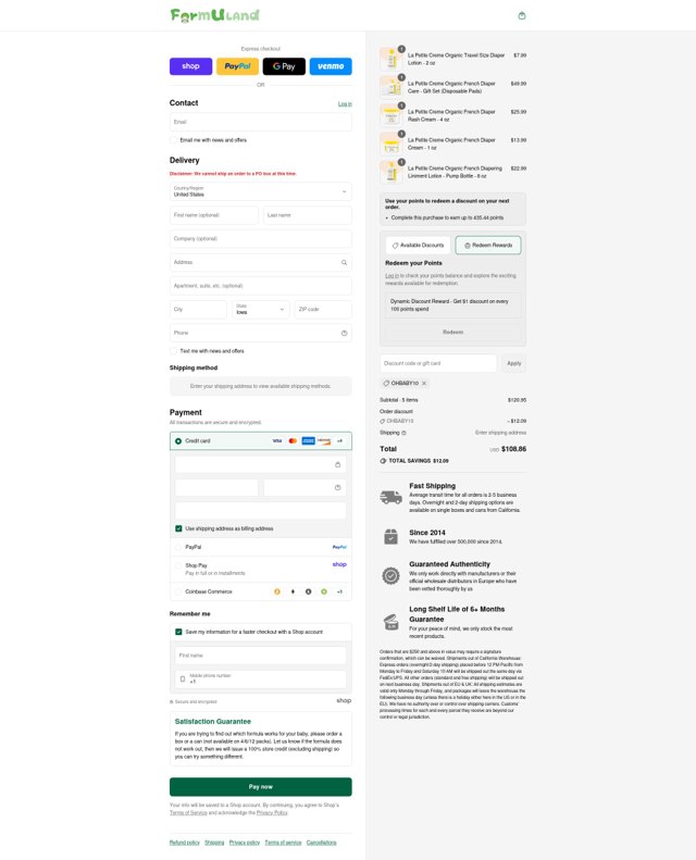 Formuland checkout page showing Formuland discount code box | Screenshot taken by SimplyCodes community member on Aug 28, 2025