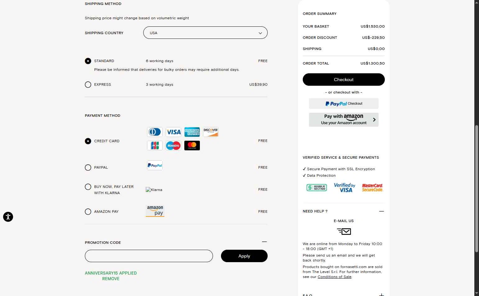Fornasetti checkout page showing Fornasetti promo code box | Screenshot taken by SimplyCodes community member on Sep 18, 2025